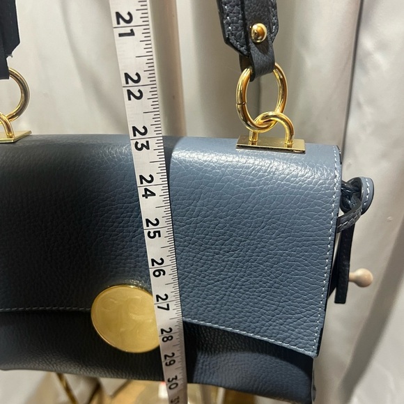 Uno Alla Volta Leather Shoulder Purse Blue - Picture 7 of 11